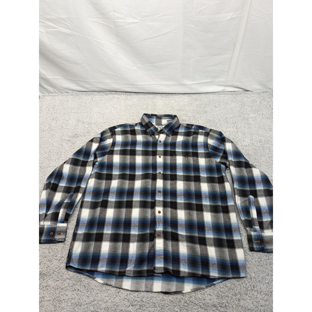 Vintage Sears Roebuck Flannel Shirt Blue Plaid Mens Large Very Soft‎ Clean